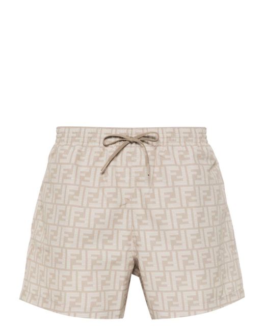 Bañador con estampado FF Fendi de hombre de color Brown
