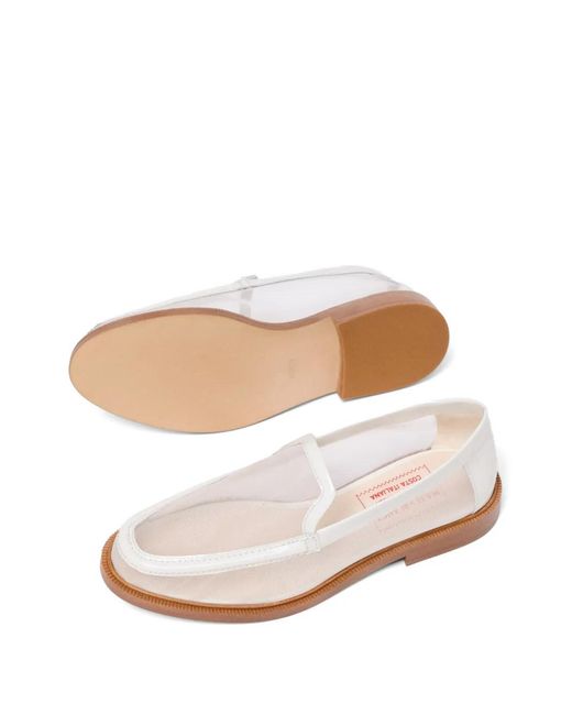 Maje White X Blanca Miró Leather-Trim Loafers