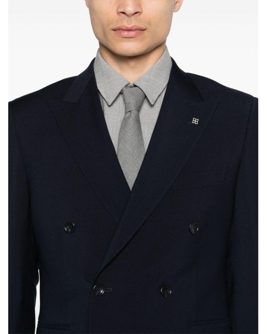 Tagliatore Blue Double-breasted Virgin Wool Suit for men