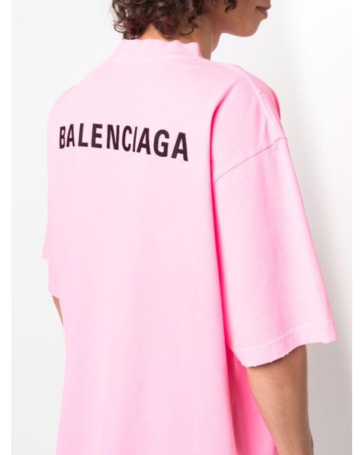 Balenciaga Pink Logo-print Cotton T-shirt for men