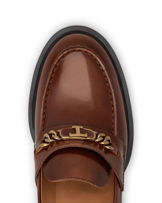 Tod's Brown Loafers In Leather With Heel