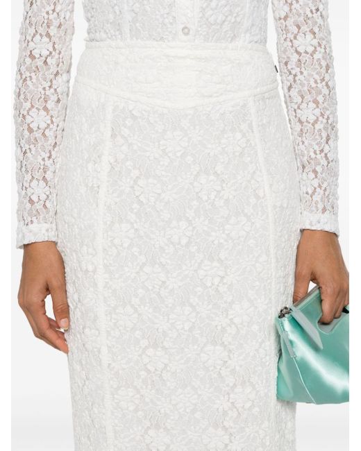 ROTATE BIRGER CHRISTENSEN White Floral-lace Mesh Maxi Skirt