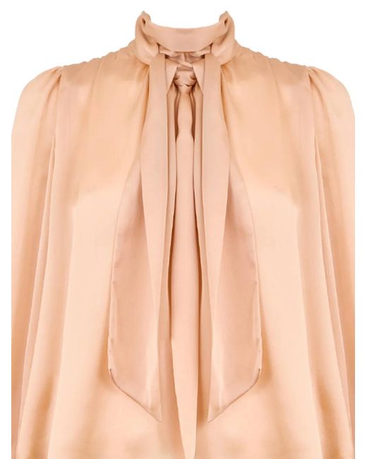 Ulla Johnson Pink Ornament Tie-Neck Blouse