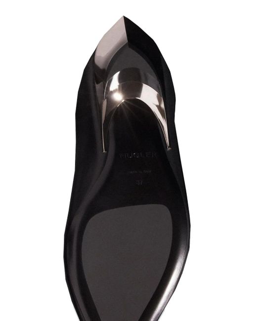 Mugler Black Fang Pointed-Toe Mules