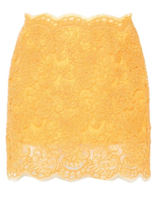 Falda corta con encaje Ermanno Scervino de color Yellow
