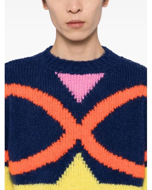 Walter Van Beirendonck Blue Face Jumper for men