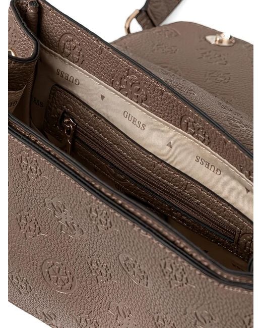 Guess Gray Cresidia Embossed Chain Cross Body Bag
