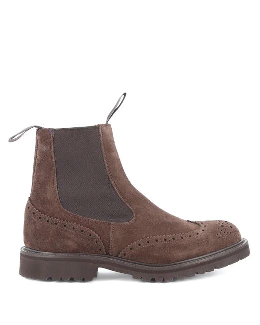 Tricker's Brown Henry Brogue-Detail Chelsea Boots for men