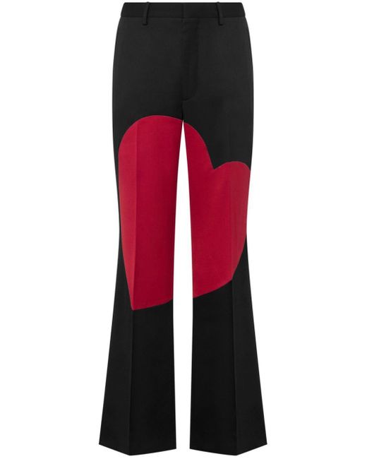 Moschino Black Heart-motif Flared Trousers for men