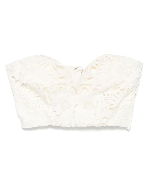 Top estilo corsé con encaje en 3D ROTATE BIRGER CHRISTENSEN de color White