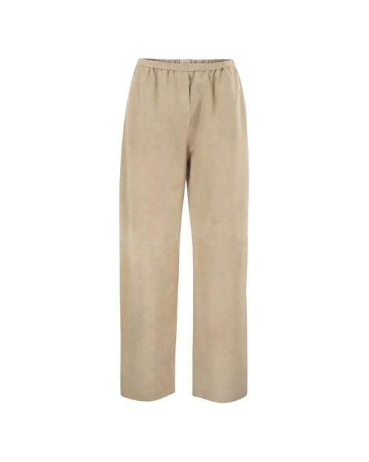Antonelli Natural Elasticated-Waist Suede Trousers