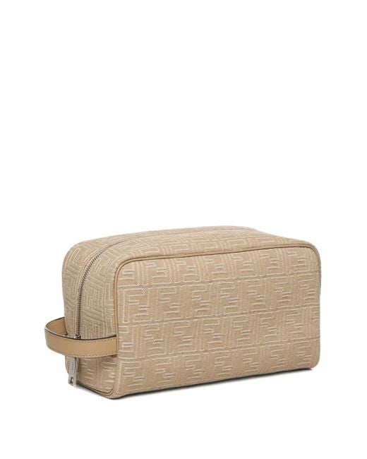 Fendi Toilettas Met Leren Afwerking En Ff-Patroon in het Natural voor heren