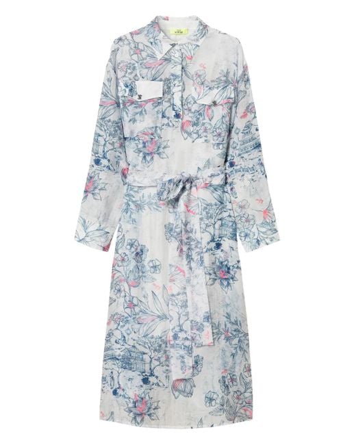 Twinset Blue Floral-Print Shirt Dress