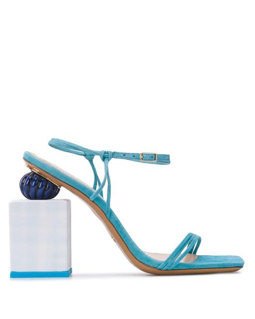 Jacquemus Blue Sculpted Block Heel Sandals