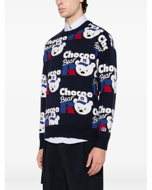 Chocoolate Blue X Russell Athletic Bear-Print Jumper for men