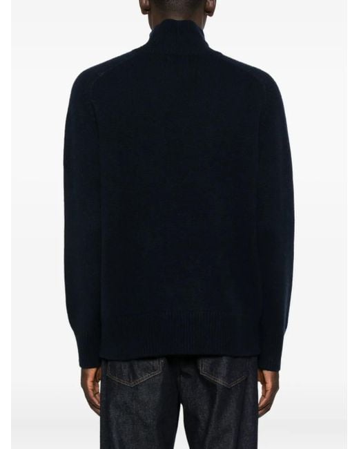 Soft Goat Blue Roll-Neck Cashmere Sweater for men