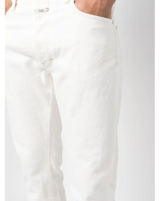 Closed White Mid-Rise Slim-Cut Jeans for men