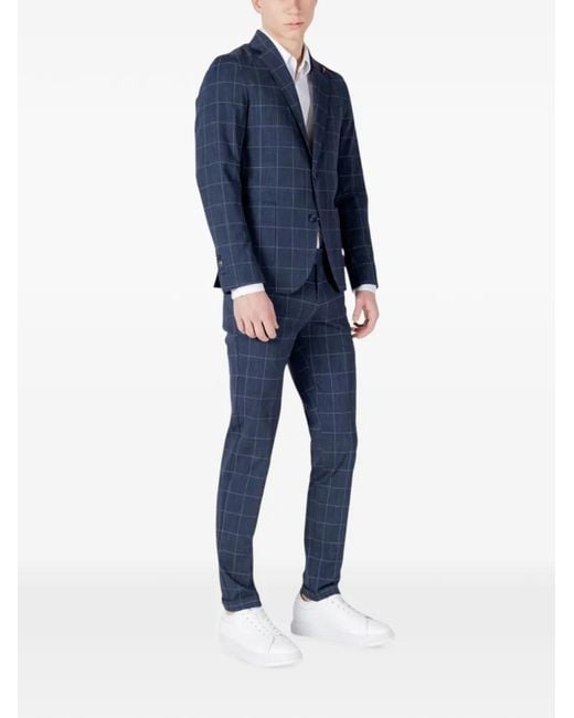 MULISH Blue Check-Pattern Suit for men