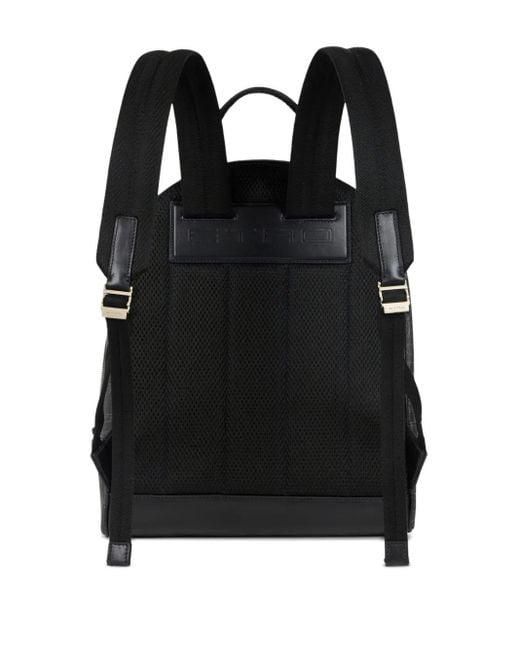 Etro Black Paisley Print Backpack for men