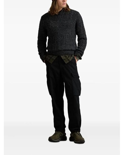Polo Ralph Lauren Black Cable-Knit Wool Pullover for men