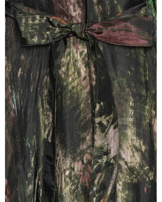 Henrik Vibskov Black Uncut Kaftan Abstract-Print Handkerchief-Hem Dress