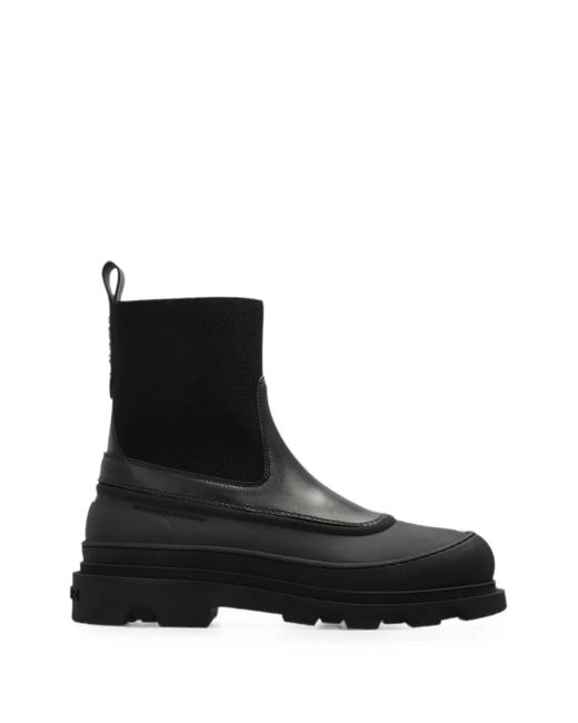 Moncler Black Vera Edge Leather Ankle Boots