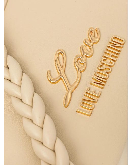Love Moschino Natural Logo-Lettering Shoulder Bag