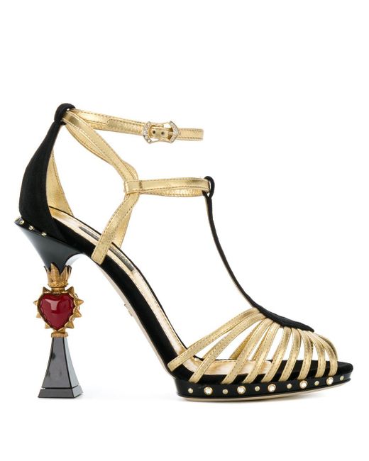 Dolce & Gabbana Black Sculpted-heel Suede Sandals