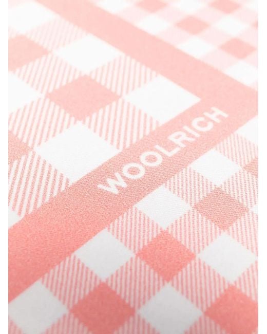 Woolrich Pink Gingham-Check Silk Scarf