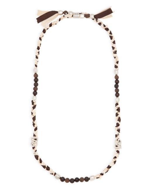 Dolce & Gabbana White Braided Interwoven Necklace for men