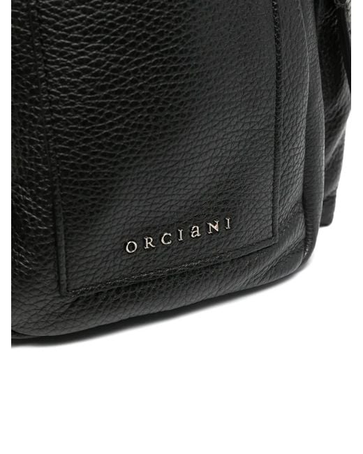 Orciani Black Leather Backpack