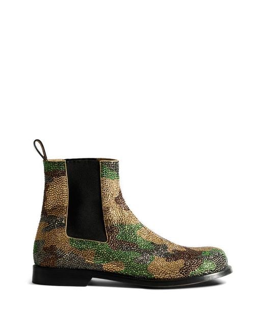 J.W. Anderson Green Glass-Embellished Chelsea Boots for men