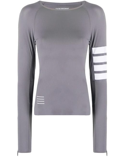 Thom Browne Gray 4-Bar Compression Long-Sleeve Top