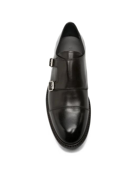 Corneliani Black Double-Strap Monk Shoes for men