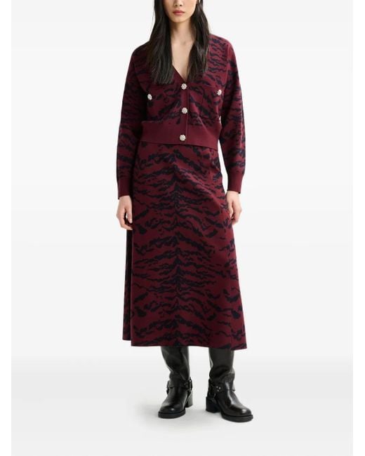 Essentiel Antwerp Purple Tiger-Print Midi Skirt
