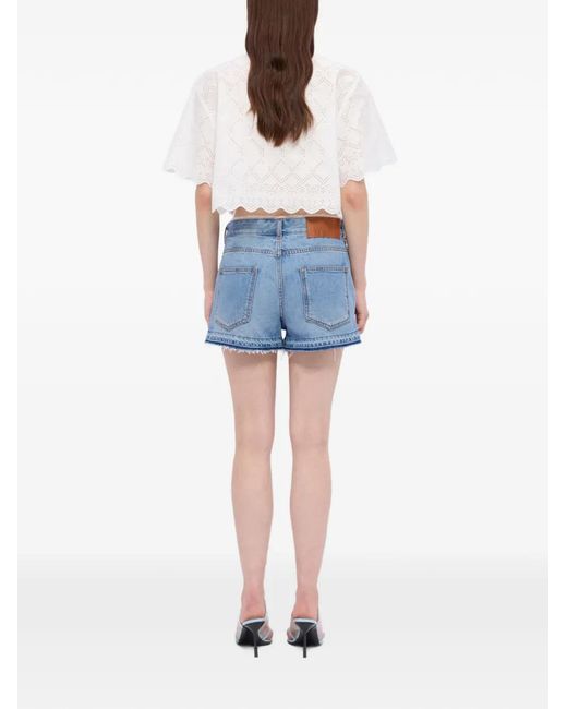 MSGM Blue Short À Bords Francs