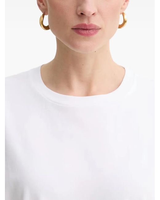 Gestuz White Gztima Logo-Embroidered T-Shirt