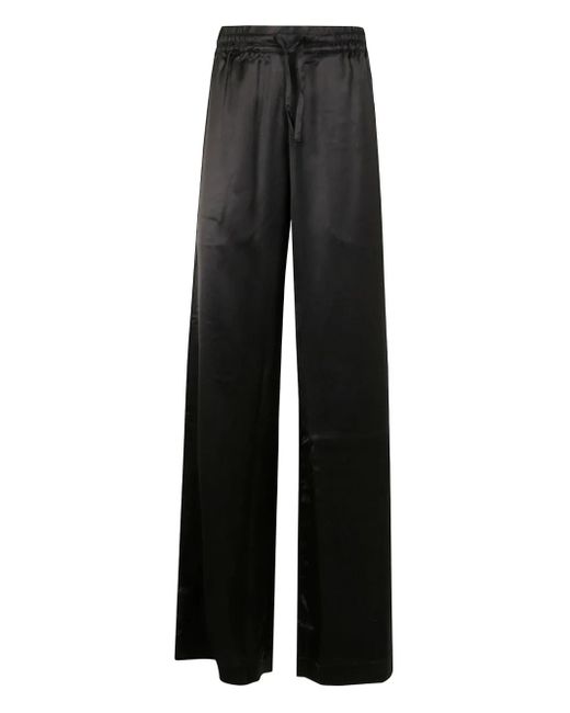 MARINE SERRE Black Satin Drawstring Trousers