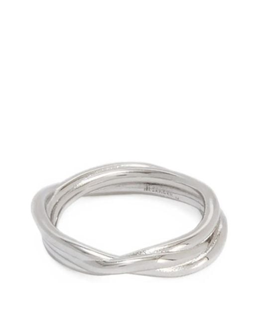 Jil Sander White Bague À Design Superposé for men