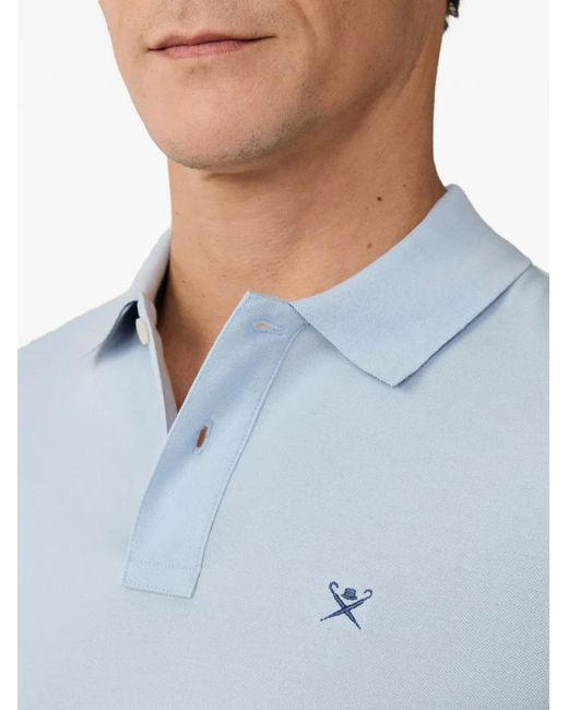 Hackett Blue Logo-Embroidered Cotton-Pique Polo Shirt for men