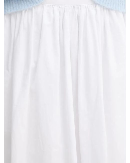 Ouí White Gathered Midi Skirt
