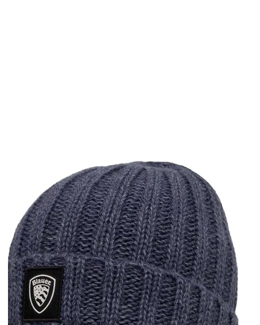 Blauer Blue Bonnet Côtelé À Patch Logo for men