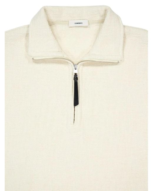 Commas Natural Textured Zip-Neck Pullover for men