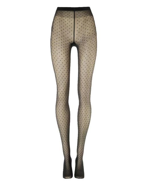 Collant Semi Trasparenti A Pois di Wolford in Natural