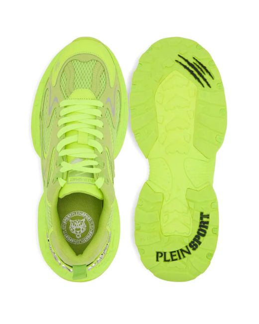 Philipp Plein Green Urban Sprinter Mesh Sneakers