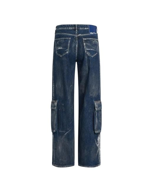 Karl Lagerfeld Blue Coated Cargo Pants