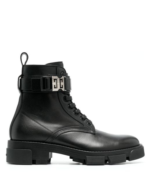 Givenchy Black Terra Leather Ankle Boots for men