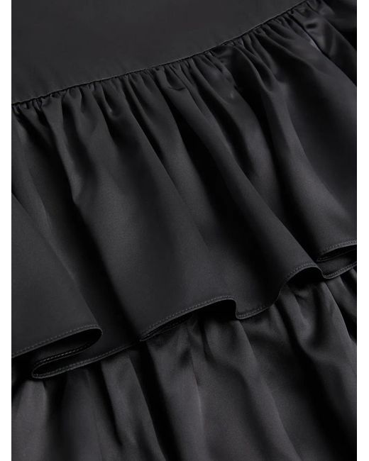 Valentino Garavani Black Satin Ruffle Skirt