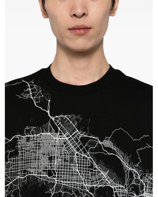 HUGO Black Graphic-Printed T-Shirt for men