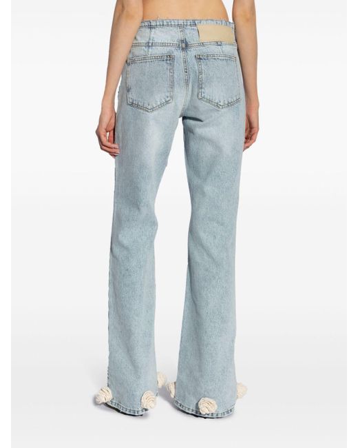 The Mannei Blue Nula Flowers Low-rise Straight-leg Jeans